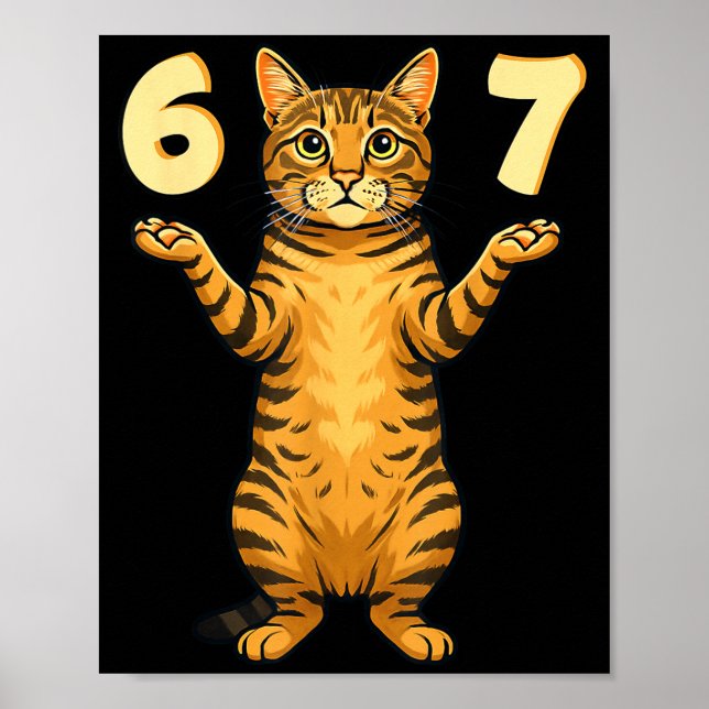 67 Cat Meme Funny Gen Alpha Slang Humor For Teens  Poster (Front)