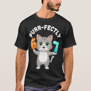 67 Cat Pun Six Seven Meme Gen Alpha Z Humor Purrfe T-Shirt