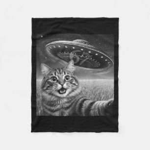 67 Cat Selfie With Alien Ufos Funny Cat Six Seven  Fleece Blanket