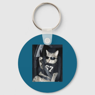 67 Cat Wearing Sungles Gen Alpha Smoking Cat  Key Ring