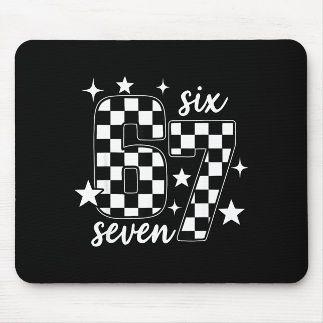 67 Checkered Six Seven Meme 6 7 Gen Alpha Teacher  Mouse Pad (Front)