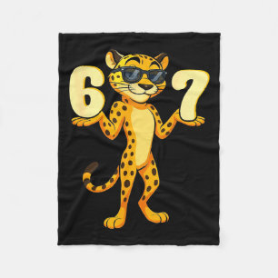 67 Cheetah Meme Six Seven Hands Motion Kids Teens Fleece Blanket