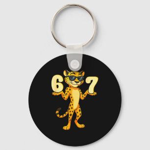 67 Cheetah Meme Six Seven Hands Motion Kids Teens Key Ring