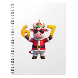 67 Christmaas Unicorn 6 7 Meme for Girls Kids Funn Notebook