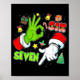 67 Christmas 6 7 Meme Elf Santa Pajamas Gen Alpha  Poster