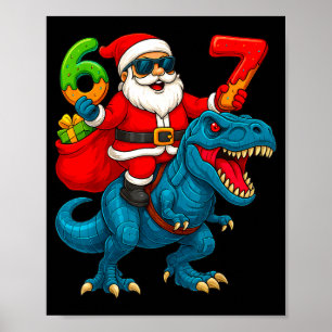 67 Christmas 6 7 Meme Funny Santa Six Seven Xmas B Poster