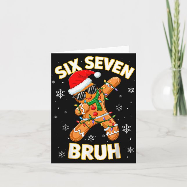 67 Christmas 6 7 Meme Gingerbread Man Xmas Pajamas Card (Front)