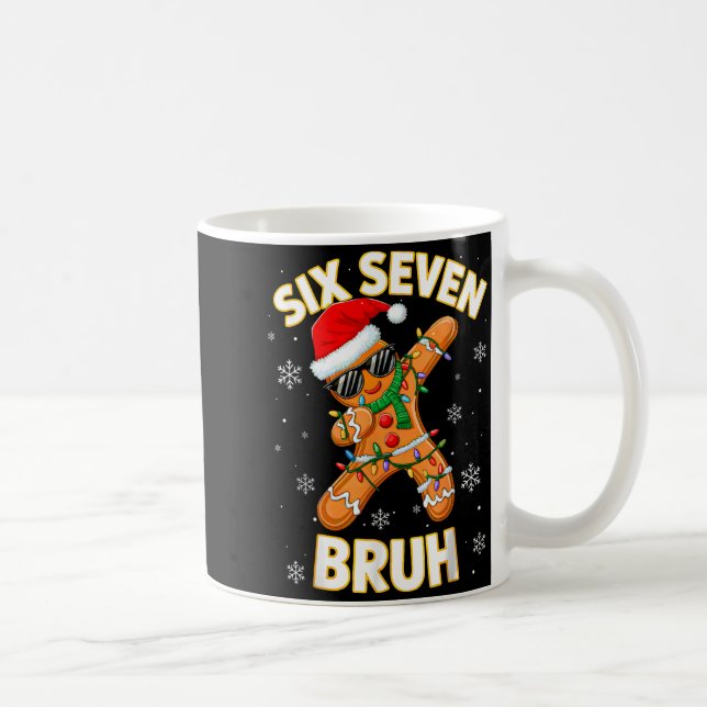 67 Christmas 6 7 Meme Gingerbread Man Xmas Pajamas Coffee Mug (Right)