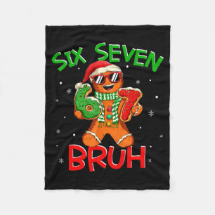 67 Christmas 6 7 Meme Gingerbread Man Xmas Pajamas Fleece Blanket