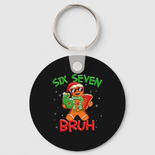 67 Christmas 6 7 Meme Gingerbread Man Xmas Pajamas Key Ring