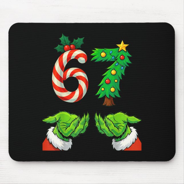 67 Christmas 6 7 Meme Hands Youth Gen Alpha For Ki Mouse Pad (Front)