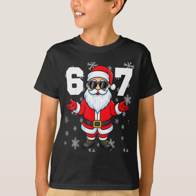 67 Christmas 6 7 Meme Pajamas 67 Bruh Slang  T-Shirt (Front)