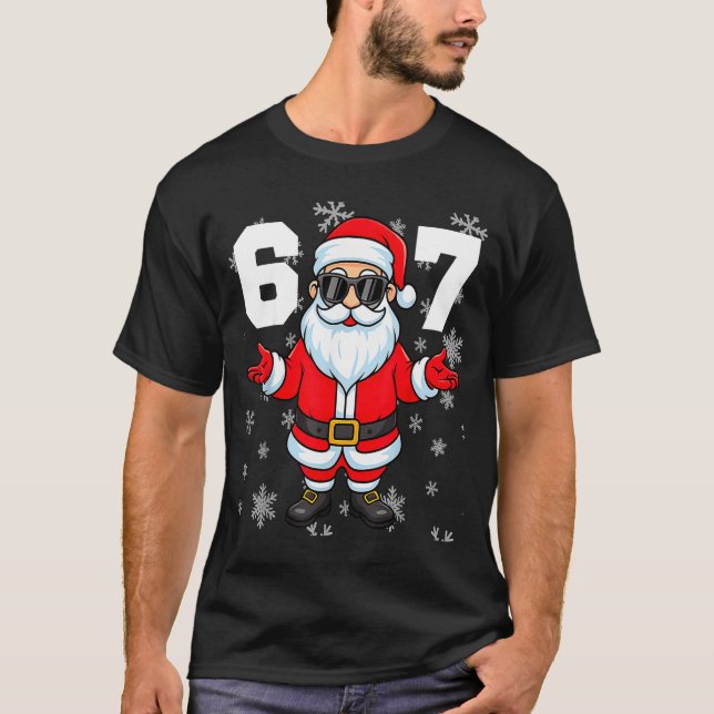 67 Christmas 6 7 Meme Pajamas 67 Bruh Slang  T-Shirt (Front)