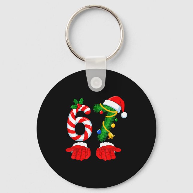 67 Christmas 6 7 Meme Pajamas For Kids Women Men S Key Ring (Front)