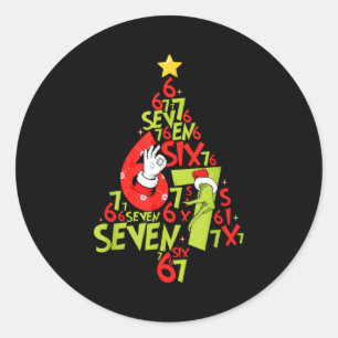 67 Christmas 6 7 Meme Pajamas Holiday Gen Alpha Sl Classic Round Sticker