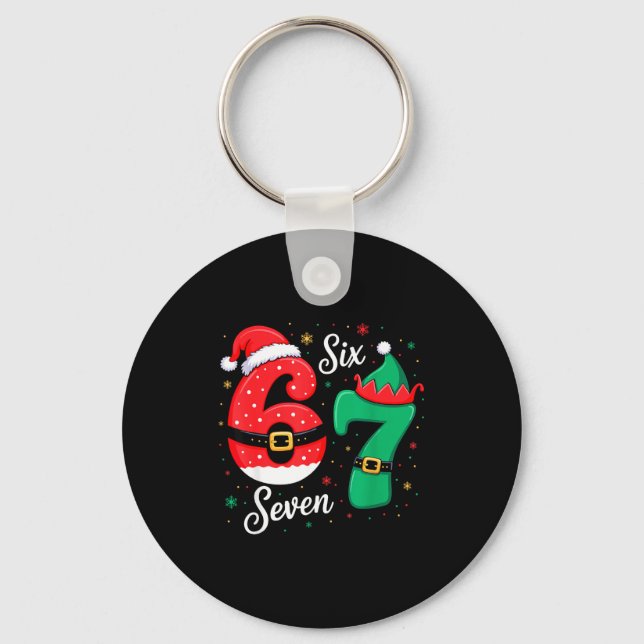 67 Christmas 6 7 Meme Pajamas Holiday Gen Alpha Sl Key Ring (Front)