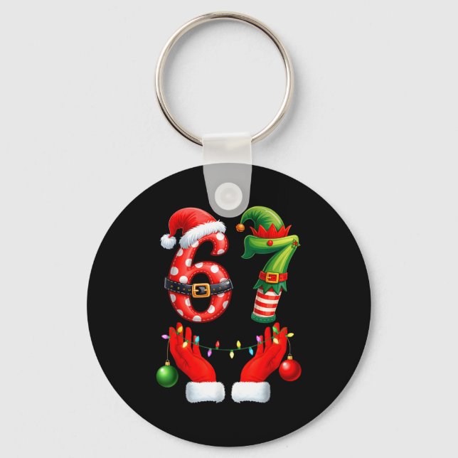 67 Christmas 6 7 Meme Pajamas Holiday Gen Alpha Sl Key Ring (Front)
