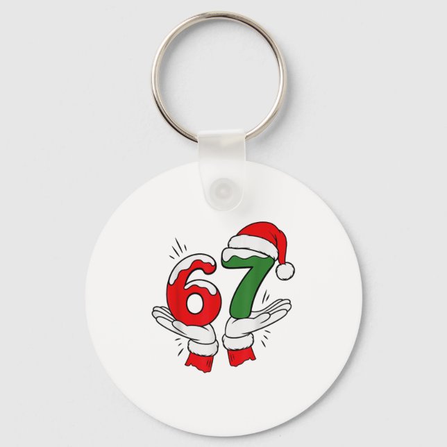 67 Christmas 6 7 Meme Pajamas Holiday Gen Alpha Sl Key Ring (Front)