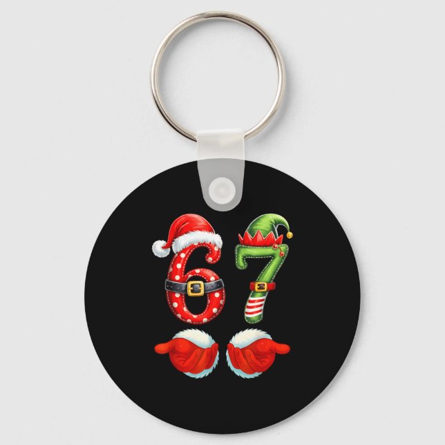 67 Christmas 6 7 Meme Pajamas Holiday Gen Alpha Sl Key Ring (Front)