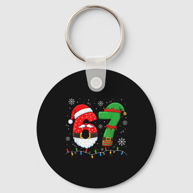 67 Christmas 6 7 Meme Pajamas Holiday Gen Alpha Sl Key Ring (Front)