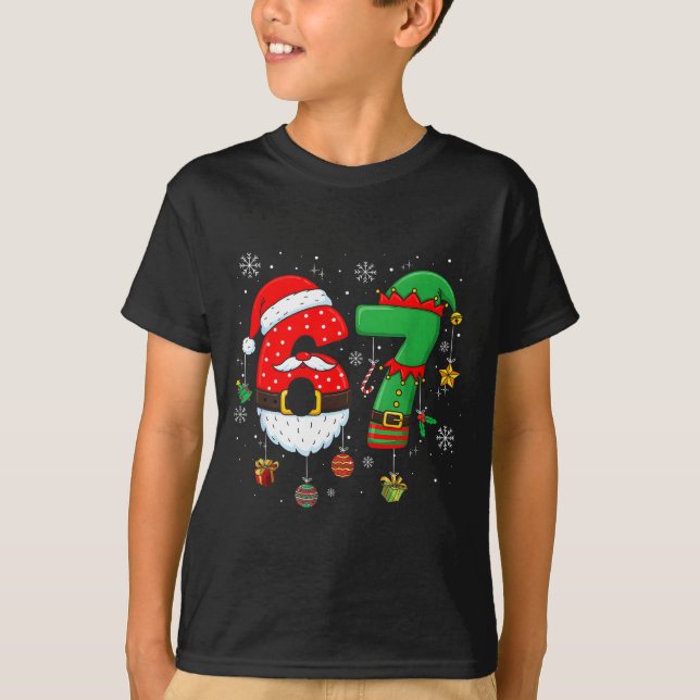 67 Christmas 6 7 Meme Pajamas Holiday Gen Alpha Sl T-Shirt (Front)