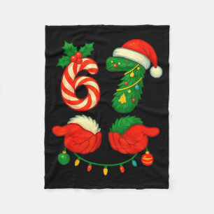 67 Christmas 6 7 Meme Pajamas Holiday Xmas  Fleece Blanket