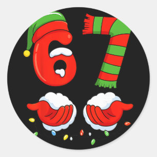 67 Christmas 6 7 Meme Six Seven Xmas 67 Funny Chri Classic Round Sticker