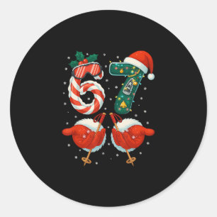 67 Christmas 6 7 Meme Ski Christmas Winter Pajamas Classic Round Sticker