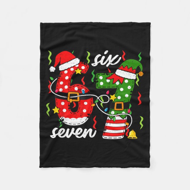 67 Christmas 6 7 Santa Elf 6-7 Pajamas Six Seven K Fleece Blanket (Front)
