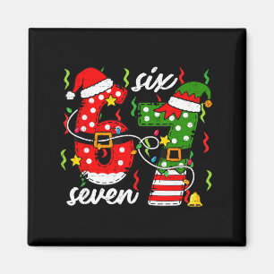 67 Christmas 6 7 Santa Elf 6-7 Pajamas Six Seven K Magnet