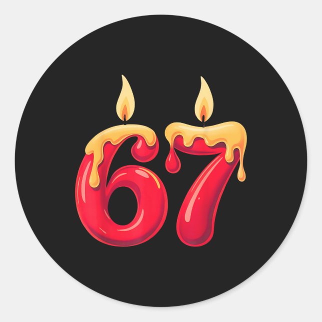 67 Christmas Candles  Classic Round Sticker (Front)