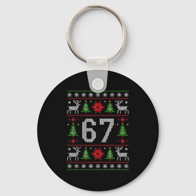 67 Christmas Costume Pajamas Xmas Holiday Number 6 Key Ring (Front)