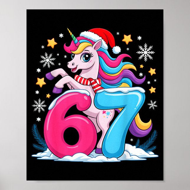 67 Christmas Cute Unicorn Six Seven Meme 6 7 Chris Poster (Front)