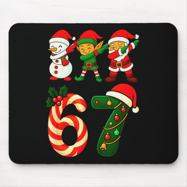 67 Christmas Dabbing Santa Elf Snowman Funny Six S Mouse Pad (Front)