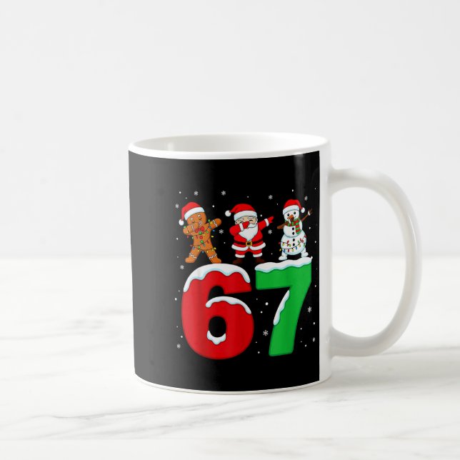 67 Christmas Dabbing Santa Snowman Funny Six Seven Coffee Mug (Right)