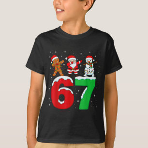 67 Christmas Dabbing Santa Snowman Funny Six Seven T-Shirt