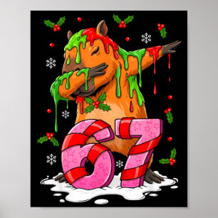 67 Christmas Funny 67 Brainrot Youth Kids Capybara Poster