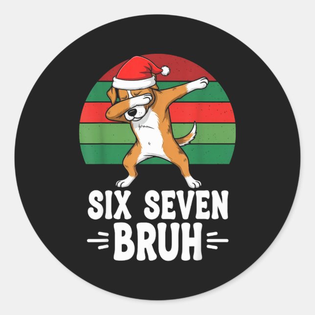 67 Christmas Funny 67 Brainrot Youth Kids Dog 67  Classic Round Sticker (Front)