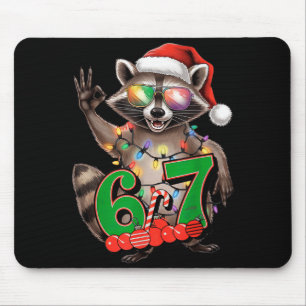 67 Christmas Funny Raccoon Festive 6-7 Meme Boys G Mouse Pad