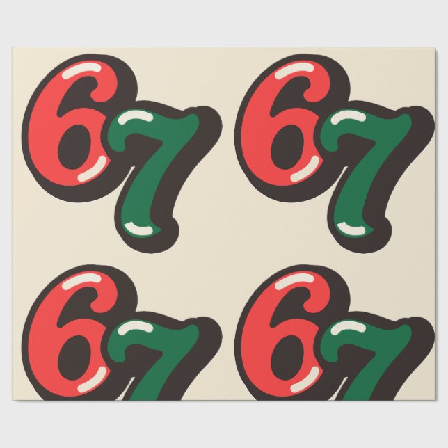 67 Christmas Funny Red & Green Wrapping Paper (Seam)