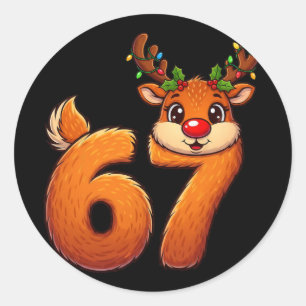 67 Christmas Funny Reindeer Bruh Meme Pajamas Wome Classic Round Sticker
