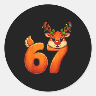 67 Christmas Funny Reindeer Bruh Meme Pajamas Wome Classic Round Sticker