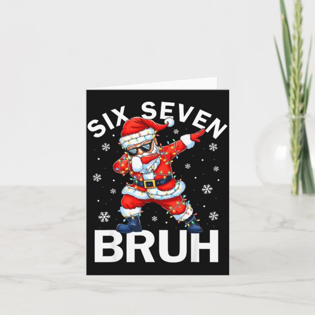 67 Christmas Funny Six Seven Bruh Meme Dabbing San Card (Front)