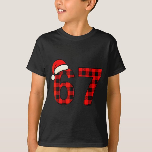 67 Christmas Funny Six Seven Meme Brainrot Plaid S T-Shirt (Front)