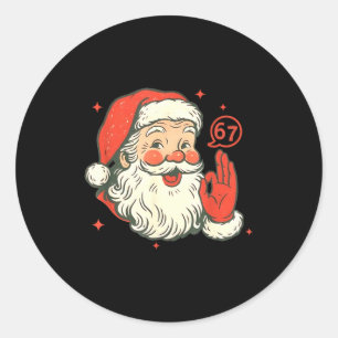 67 Christmas Funny Six Seven Meme Brainrot Santa C Classic Round Sticker
