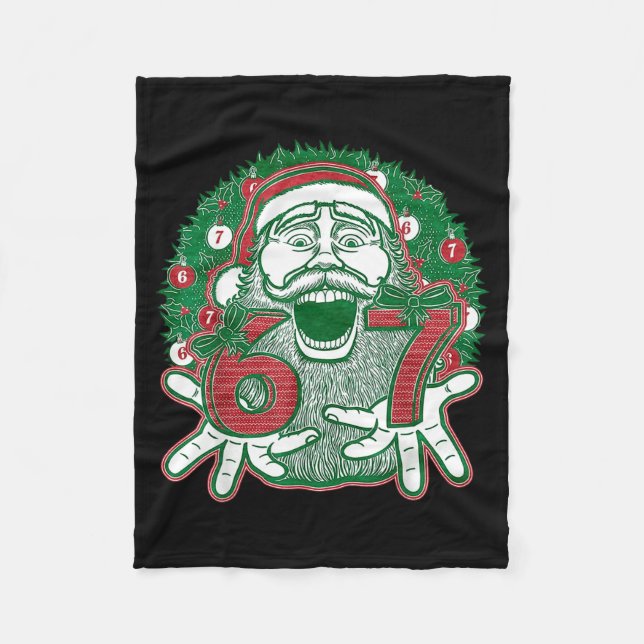 67 Christmas Funny Six Seven Meme Brainrot Santa C Fleece Blanket (Front)
