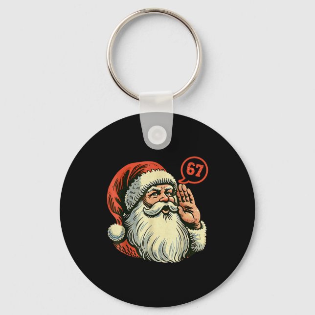67 Christmas Funny Six Seven Meme Brainrot Santa C Key Ring (Front)