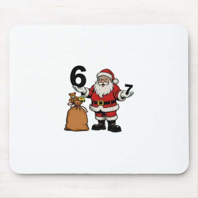 67 Christmas Funny Six Seven Meme Brainrot Santa C Mouse Pad (Front)