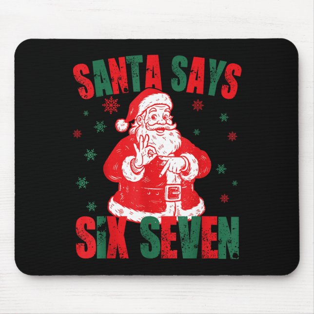67 Christmas Funny Six Seven Meme Brainrot Santa K Mouse Pad (Front)