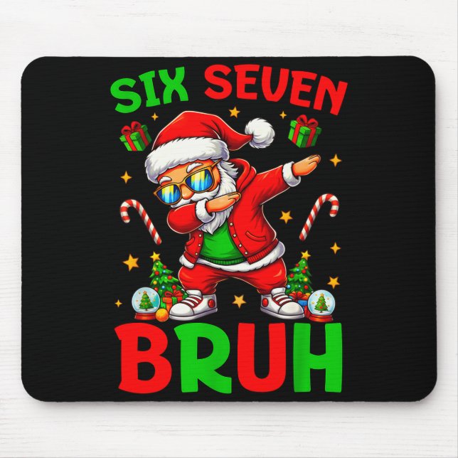 67 Christmas Funny Six Seven Meme Brainrot Santa K Mouse Pad (Front)